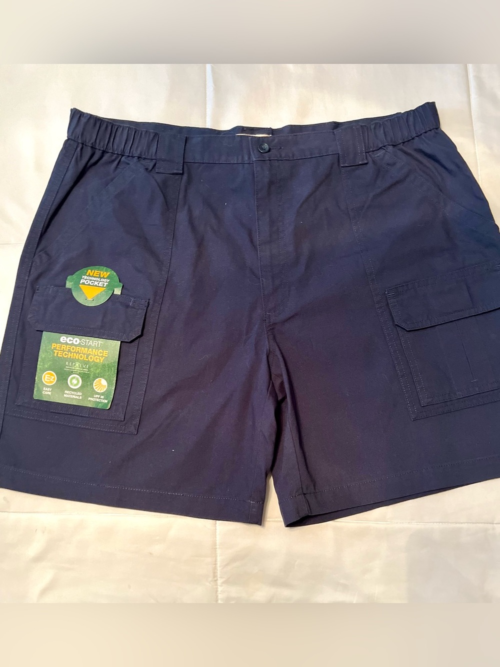 Savane Men's Hiking Eco Smart Performance Navy Blue Cargo Shorts-Size W40